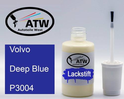 Volvo, Deep Blue, P3004: 20ml Lackstift, von ATW Autoteile West.